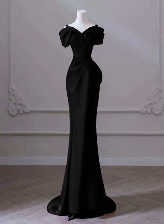 Elegant Off-the-Shoulder Satin Mermaid Evening Dress for Black-Tie Galas, Red-Carpet Events & Formal Weddings
