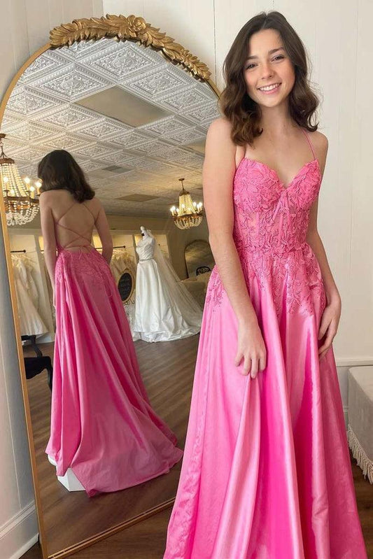 Stunning A-line sweetheart corset sleeveless crisscross-back floor-length prom gown